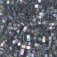 Miyuki half tila 5x2.4mm Perlen - Dark grey rainbow luster HTL-2440D